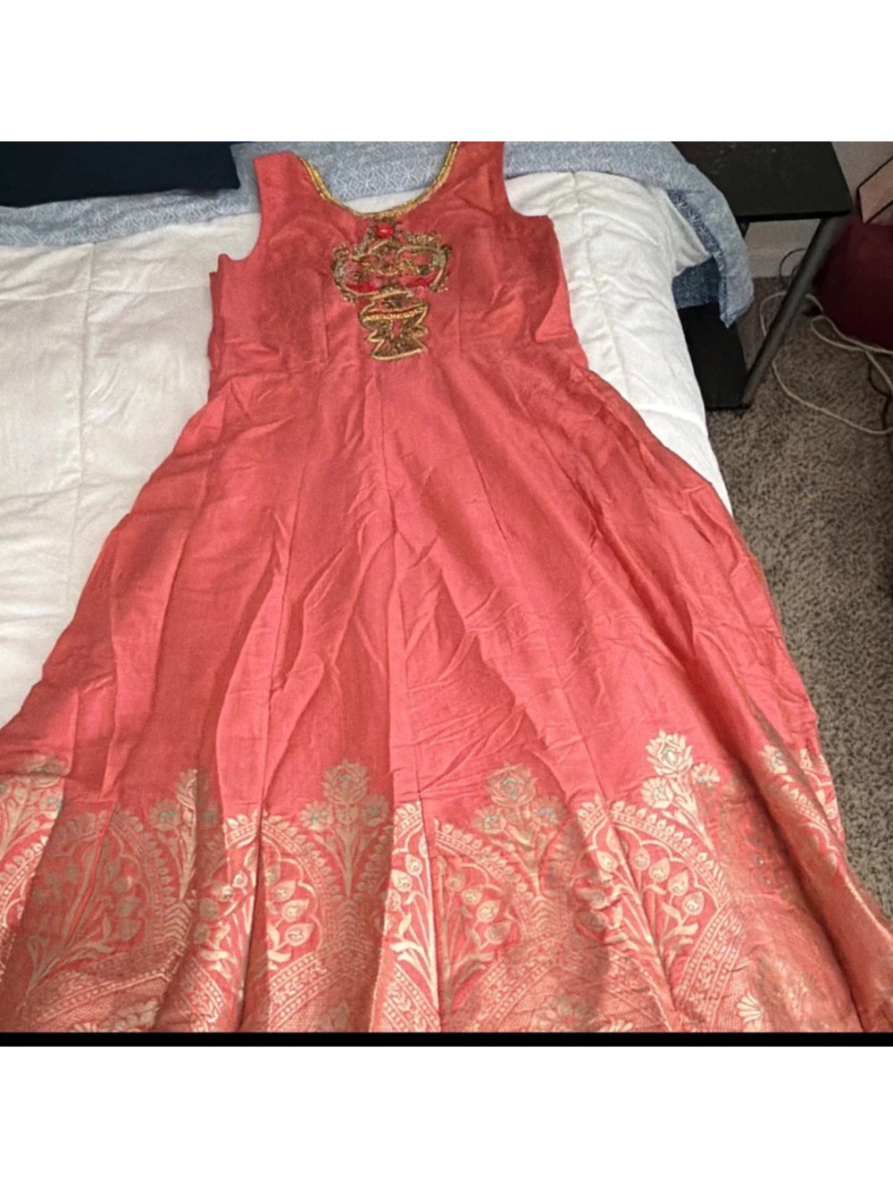 Women's Anarkali Salwar Kameez Set Brocade Silk Blend